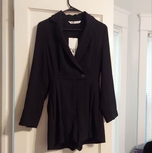 NWT Zara Black Blazer Romper, Size Small